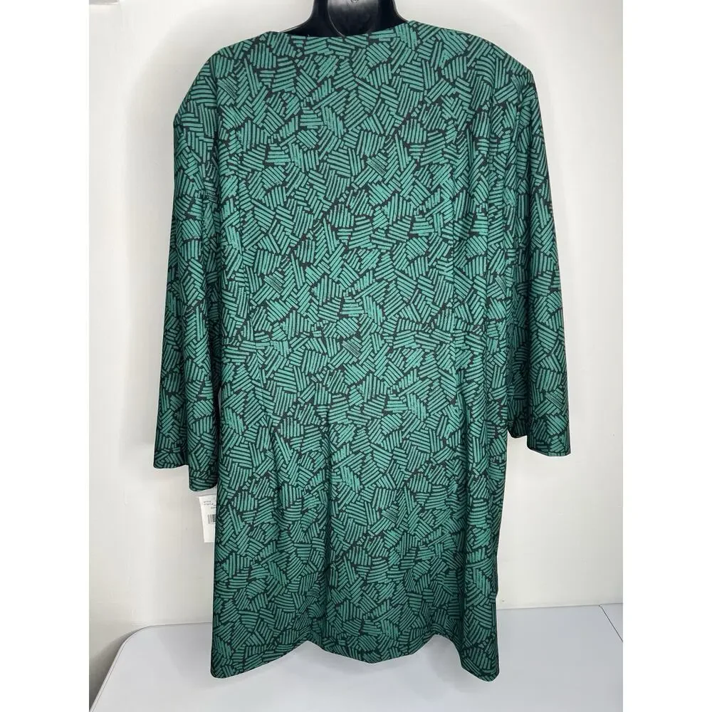 Danny & Nicole Green Geometric Jacket Duster Plus Size Office Wear Size 22W